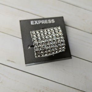 🆕 Express Ring Silver & Rhinestones Sz 6